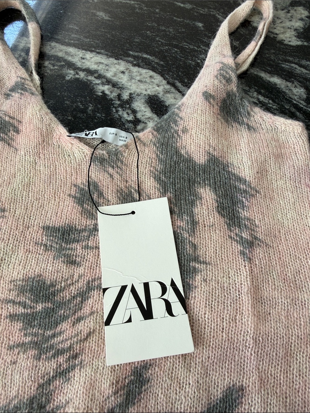 Zara Pink and Gray Tie-Dye Knit Camisole - Picture 2 of 7